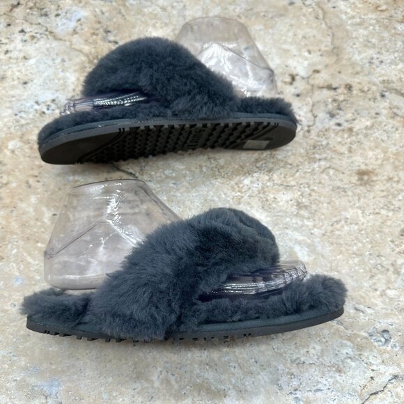 Lamo Slippers Womens Size S Gray Amelia Fluffy Flip Flops Slides Sheepskin Cozy - Picture 7 of 11
